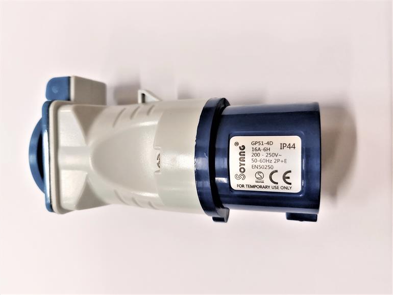 CEE 3p male to Schuko female converter